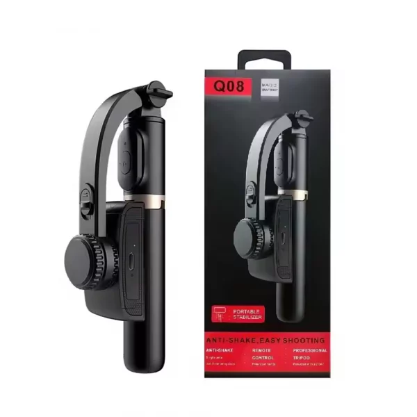 Q08 Gimbal Stabilizer Foldable Wireless Bluetooth Handled Selfie Stick Tripod
