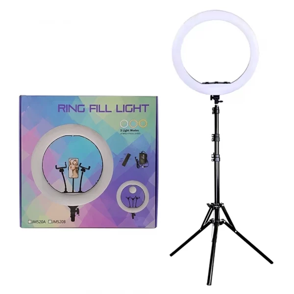 JM520 Ring Fill Light With Mirror And 3 Light Modes & 3 Phone Holder