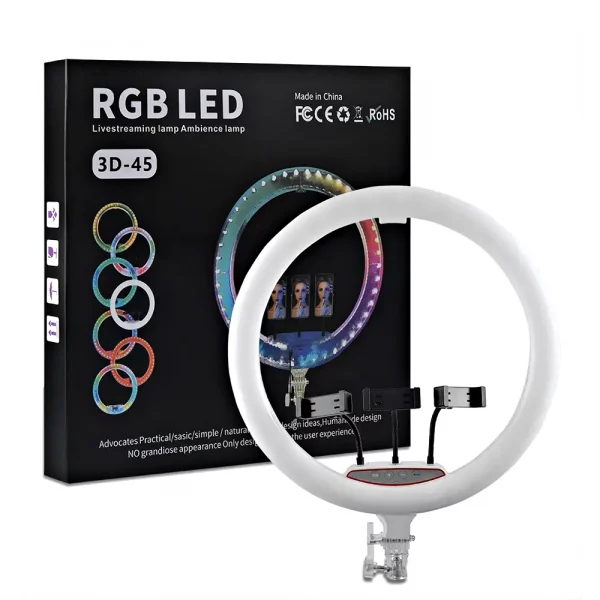 3D-45 RGB 18 inch Multi Colour Soft Ring Light With Tripod