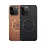 Magnetic Ring Leather Bracket Case For iPhone 15