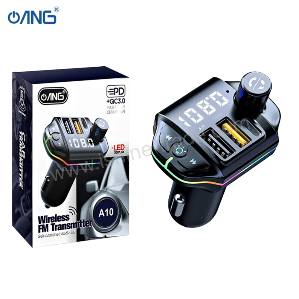 28A-ANG-A10-Single-PD-Dual-QC3.0-18W-In-Car-Bluetooth-FM-Transmitter.webp ANG A10 Single PD + Dual QC3.0 18W In Car Bluetooth FM Transmitter - Image 1