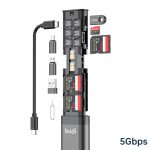 BUDI 9-in-1 USB 3.0 Card Reader Cable, High Speed 5Gbps Data Transfer, Multi-Function SD/TF Card Adapter with OTG Support for iPhone, Android, Computer.