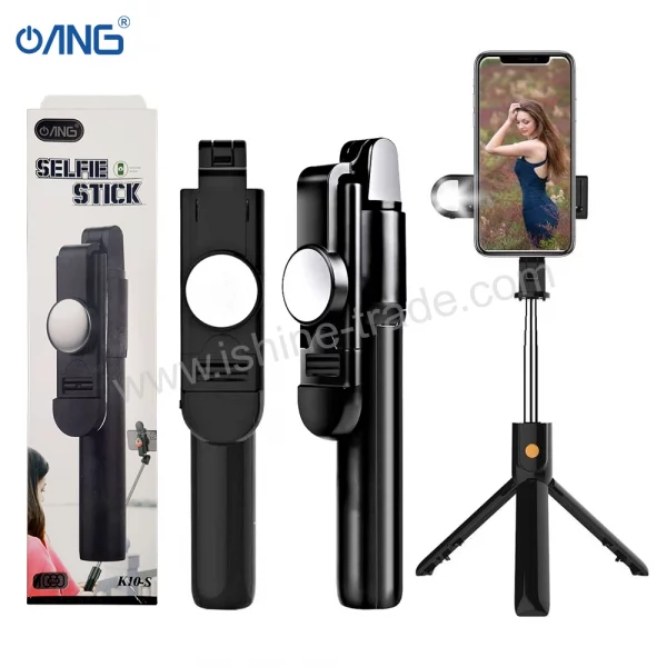 ANG K10S – Mobile Phone Bluetooth Selfie Stick With 2 Mood Lights & Tripod