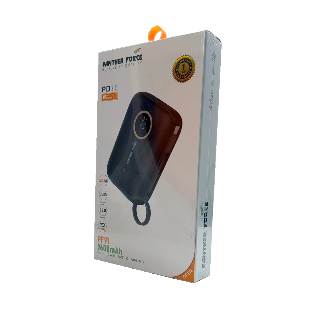 91.png PF91 - Panther Force 9600mAh Power Bank with 22.5W Quick Charge - Image 1