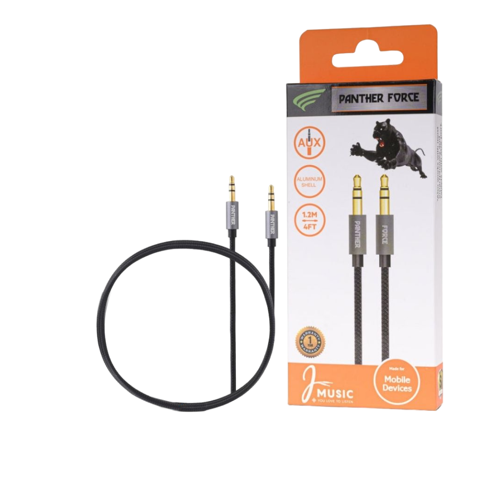 PF110-1.png PF110 - Panther Force 1.2M AUX Cable - Extended Length for Clear Audio - Image 1