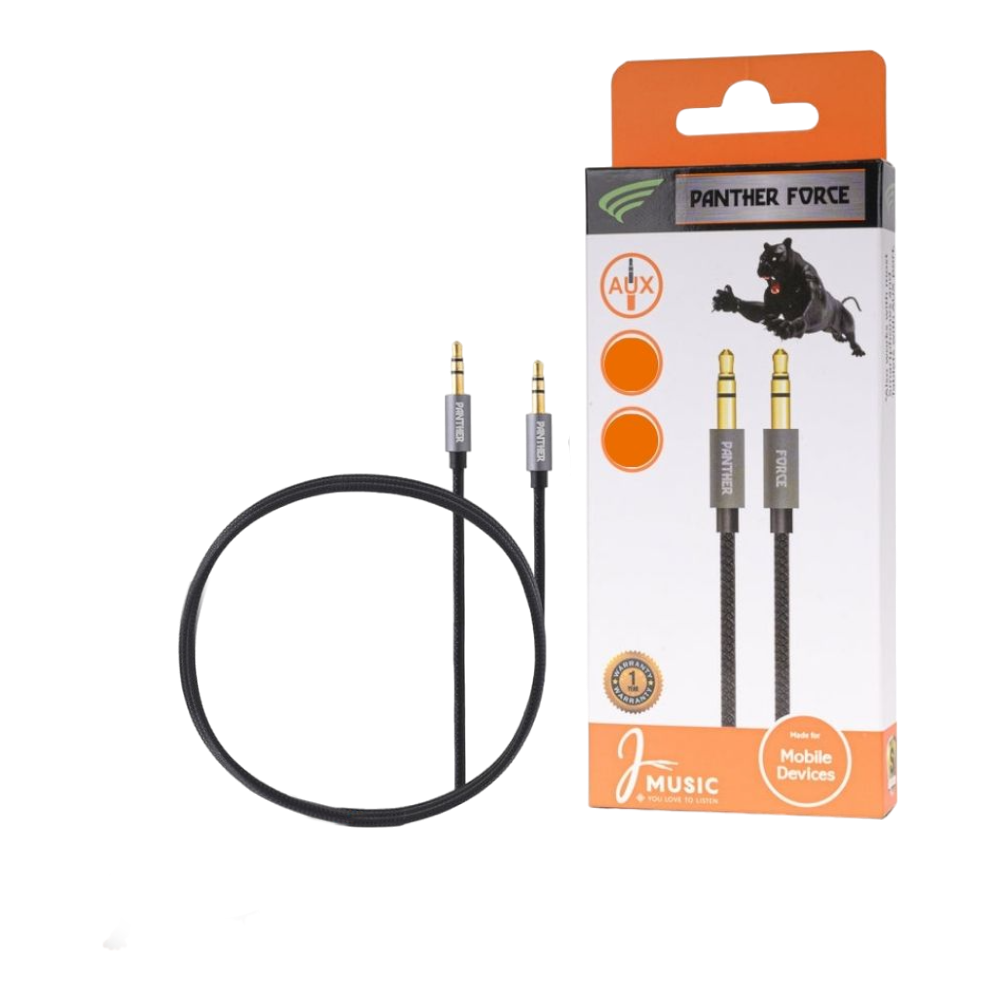 PF111-1.png PF111 - Panther Force 2.2M AUX Cable - Fast Charging & High-Speed Data Transfer - Image 1