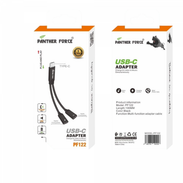 PF122 - Panther Force USB-C Adapter - Fast Charging & High-Speed Data Transfer