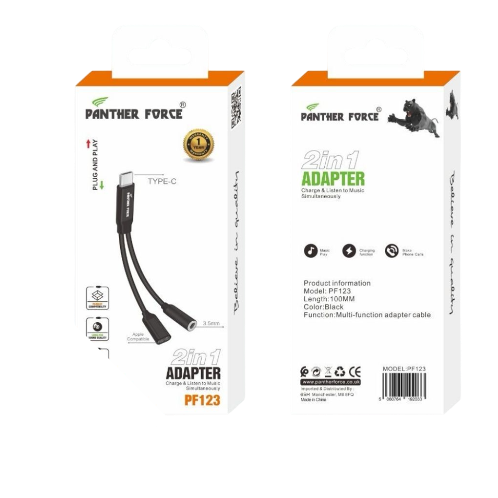 PF123-1.png PF123 - Panther Force 2 in 1 Adapter - Fast Charging & Data Transfer - Image 1