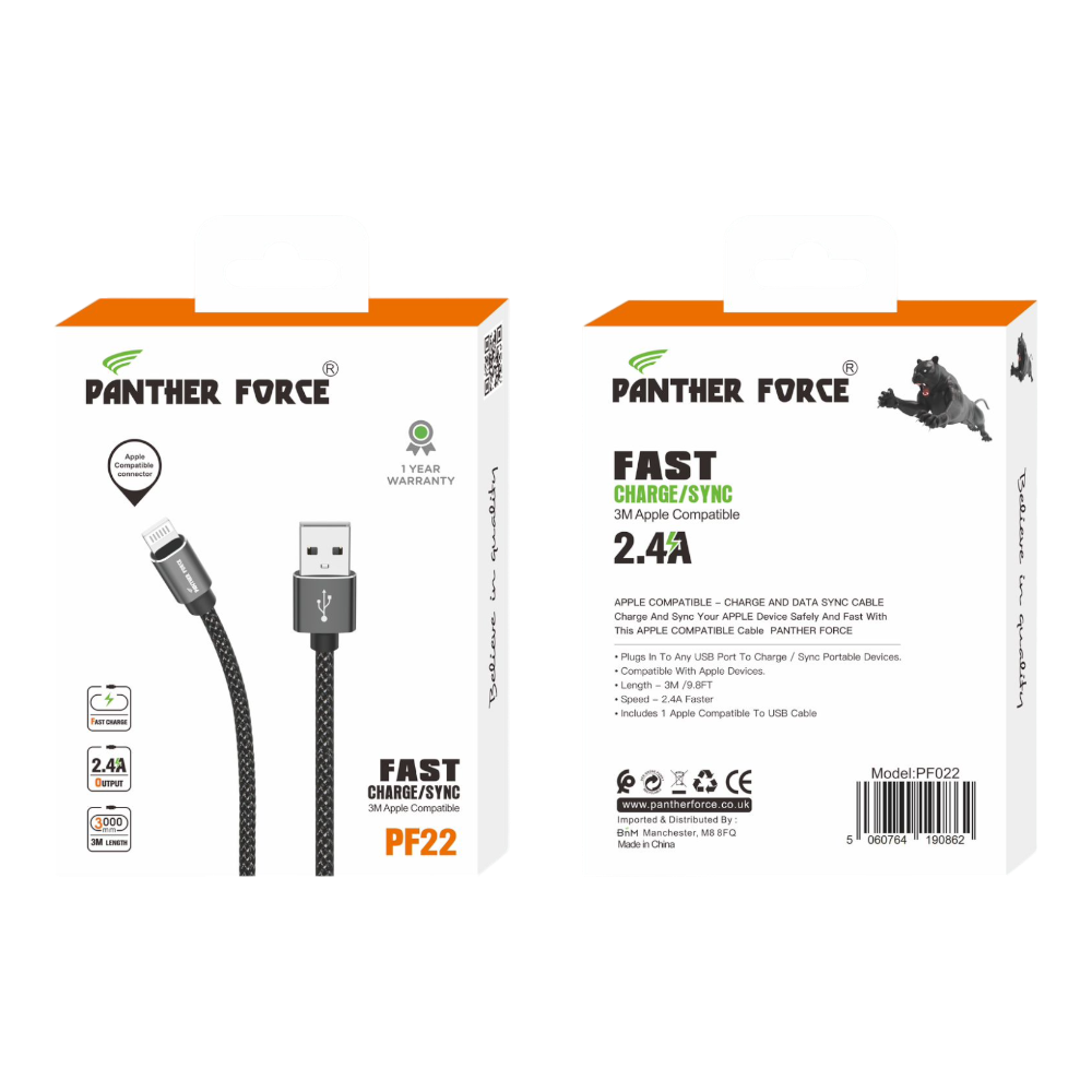 PF1921.png PF192 - Panther Force USB-C to USB-C Cable – Fast Charging & Data Transfer - Image 1