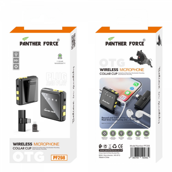 PF298- PANTHER FORCE OTG WIRELESS MICROPHONE COLLAR CUP