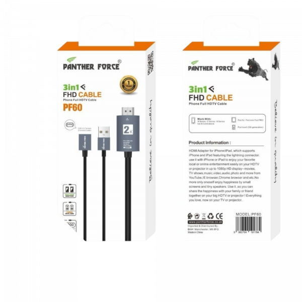 PF60 - Panther Force 3-in-1 Full HD Multi-Function Cable