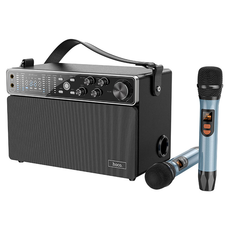 hoco-bs50-chanter-wireless-double-mic-karaoke-bt-speaker.jpg Wireless speaker “BS50 Chanter” portable loudspeaker with two microphones - Image 1
